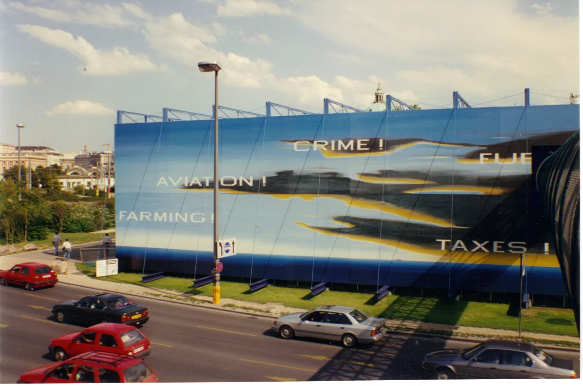 Kunsthalle Wien 1993 mit dem damals größten Computerbild der Welt. Foto: Robert Schediwy (wikimedia, creative commons licence)
