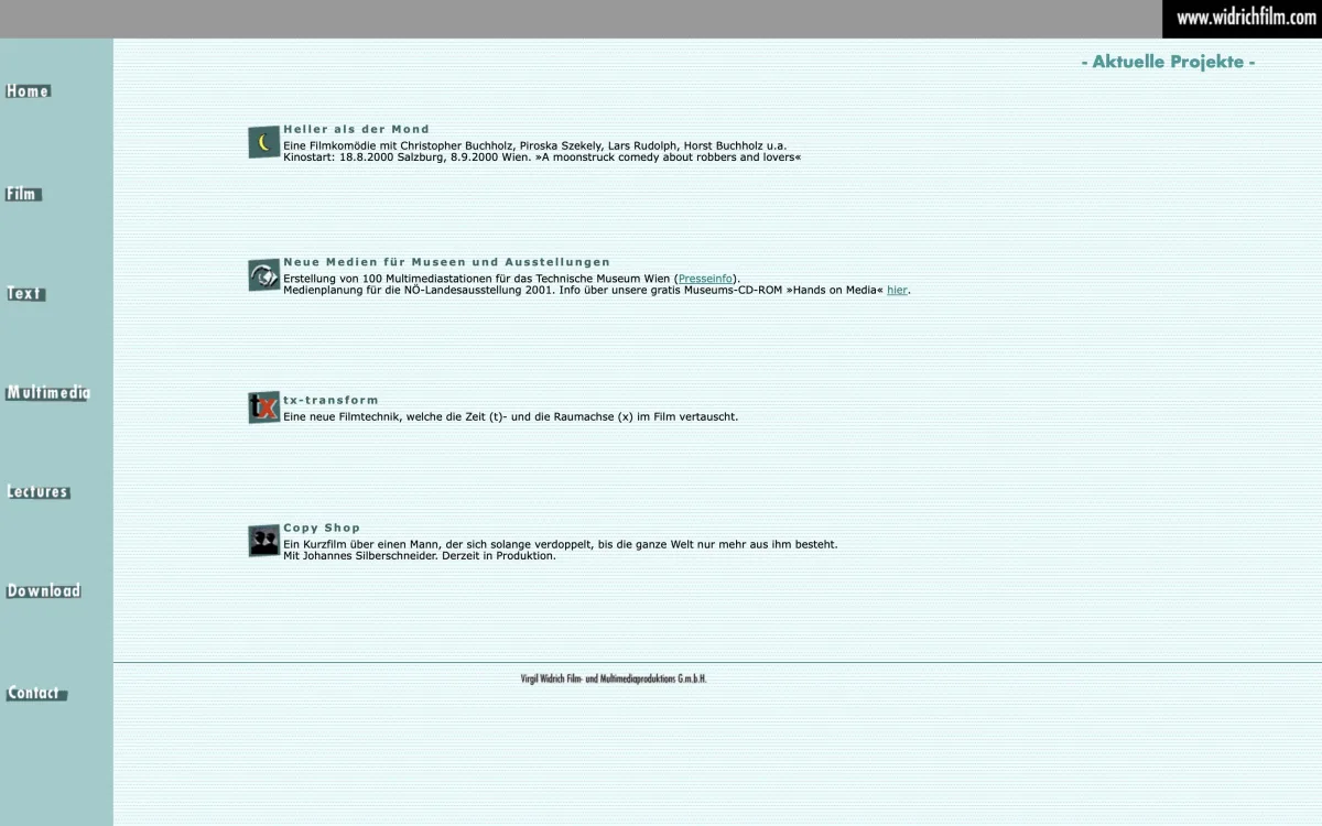 Screenshot widrichfilm.com, 1999