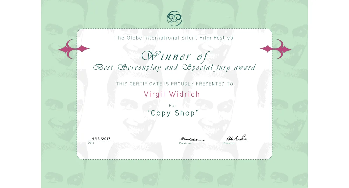 The Globe International Silent Film Festival – Michigan, USA – The Special Jury Award ★