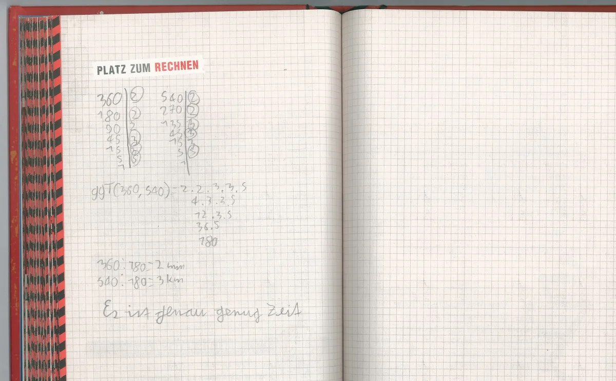 Oskars Berechnung und der Titel des Films in seiner eigenen Handschrift.