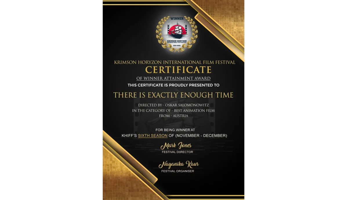Krimson Horyzon International Film Festival – Kolkata, West Bengal – India – Best animation film ★