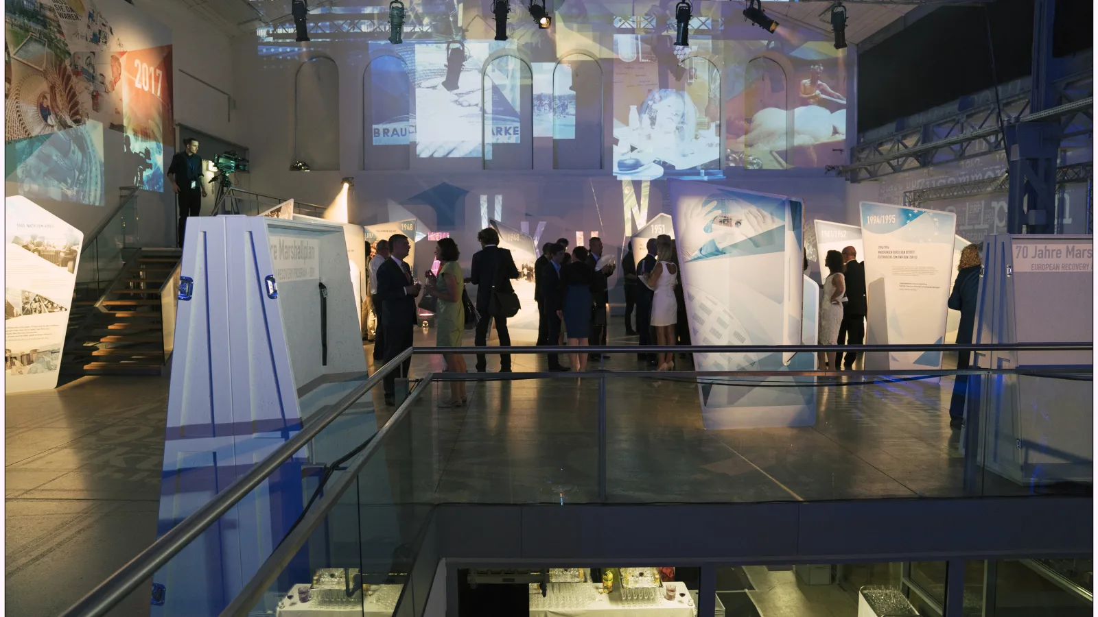 “70 Years of the Marshall Plan” on 21.6.2017. Projections in the exhibition. Photo: Lukas Beck