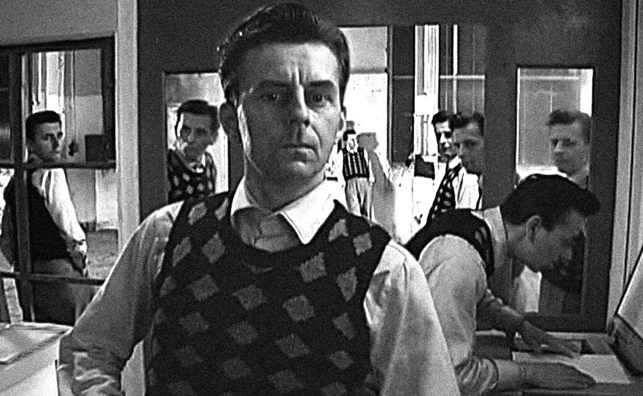 Film still from “Copy Shop”, 2001, with Johannes Silberschneider