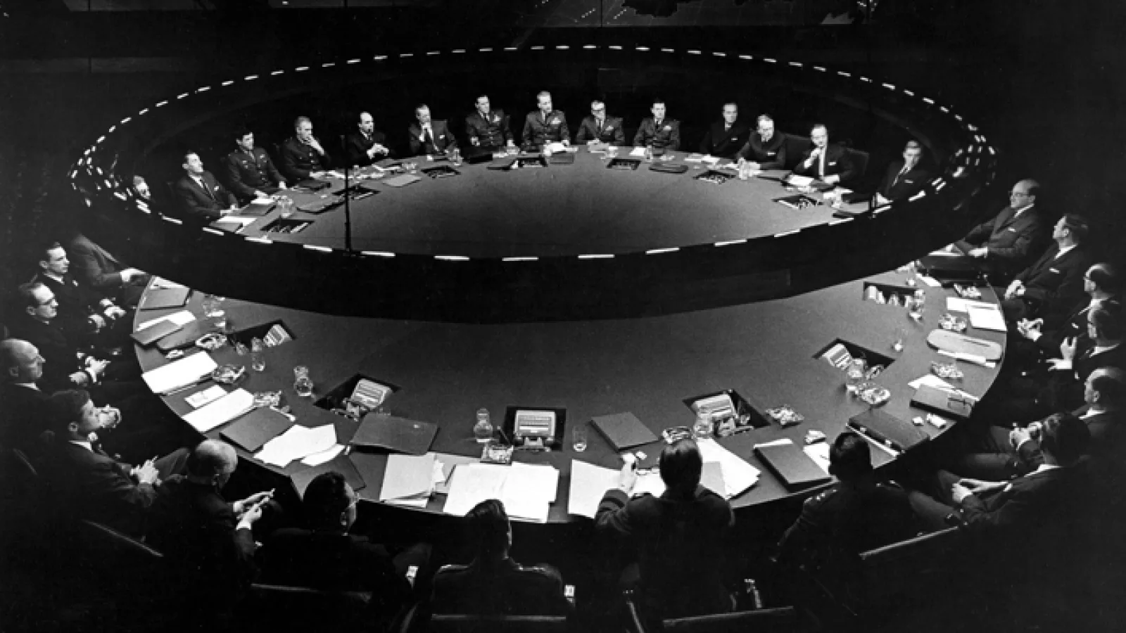 “The War Room” in Stanley Kubrick’s “Dr. Strangelove or: How I Learned to Stop Worrying and Love the Bomb”, 1964
