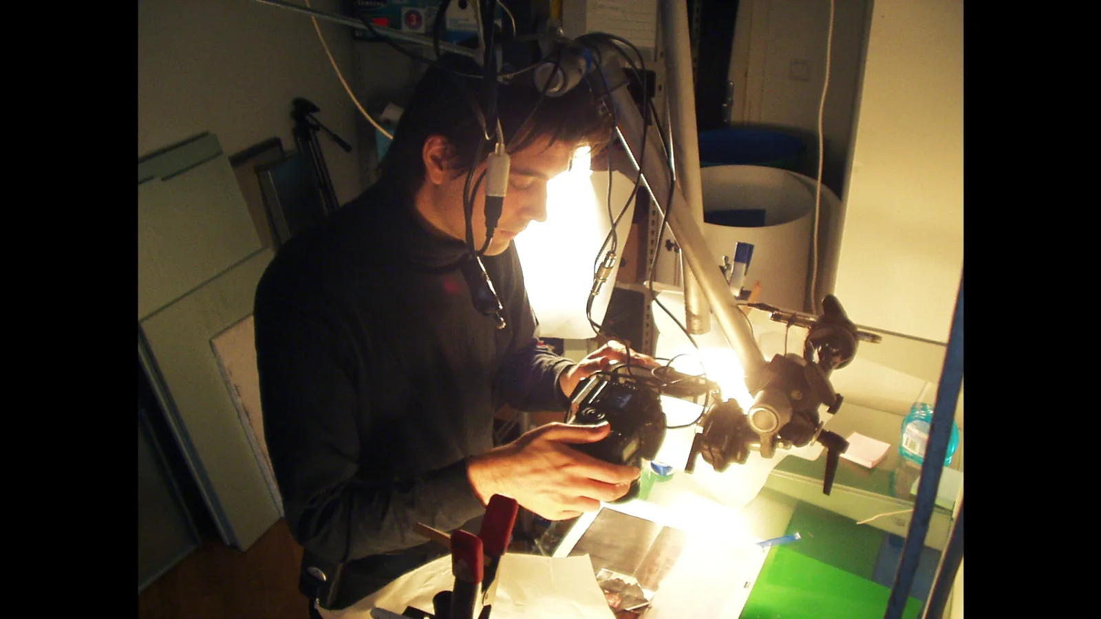 Virgil Widrich at the animation table of “Fast Film”, 2003