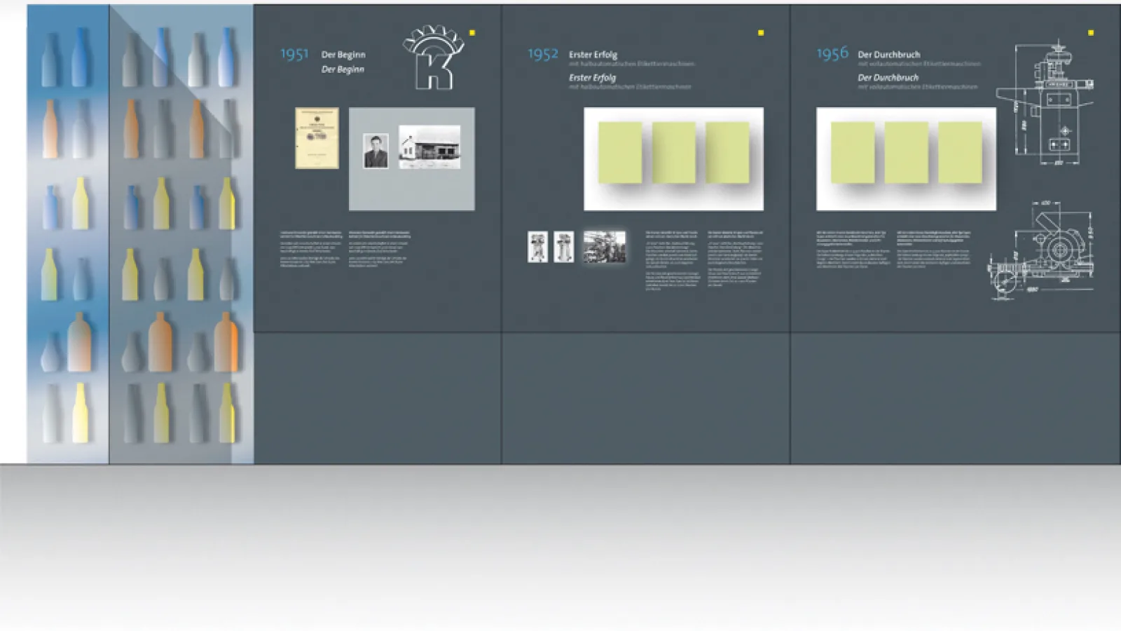 Krones Company Museum, design view of wall. Grafik: Robert Six
