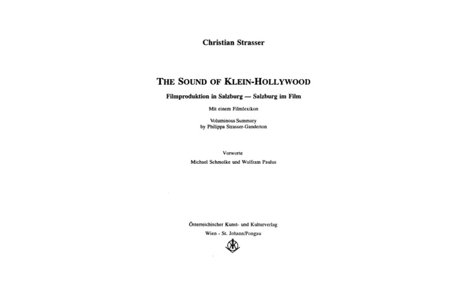 Buchcover „The Sound of Klein-Hollywood. Filmproduktion in Salzburg“