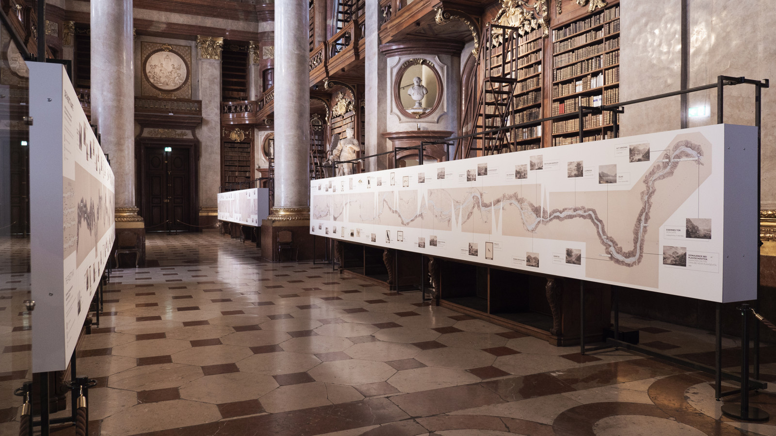 Ausstellung „Die Donau. Eine Reise in die Vergangenheit“ in der Österreichischen Nationalbibliothek, 2021. Foto: Virgil Widrich