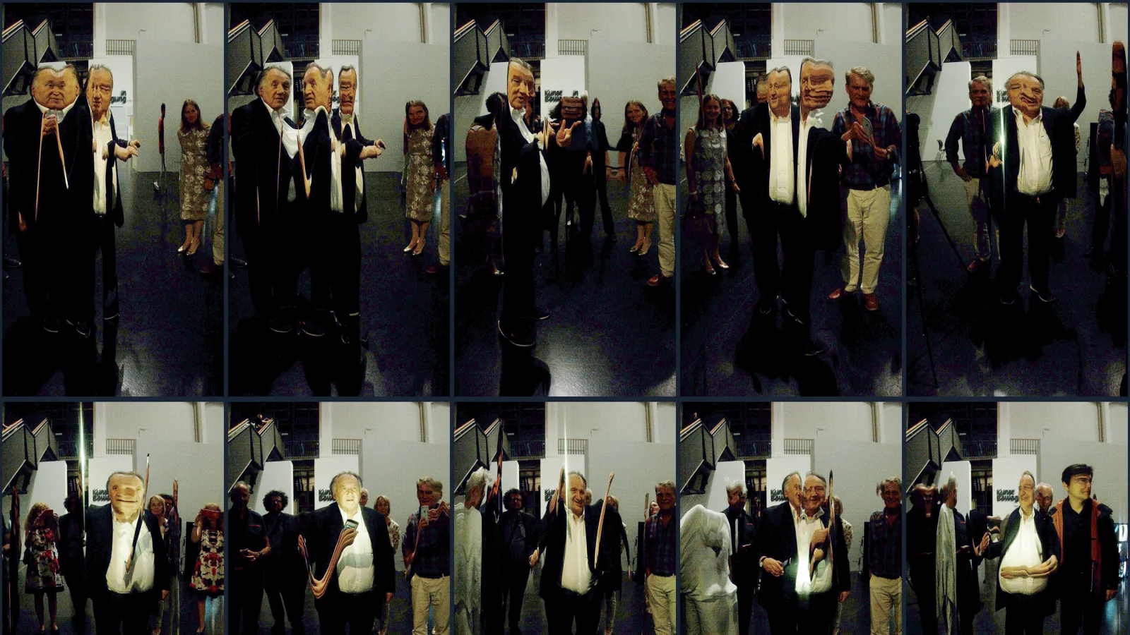 Peter Weibel in “tx-mirror”, real-time installation by Martin Reinhart and Virgil Widrich, ZKM-Karlsruhe, 2018