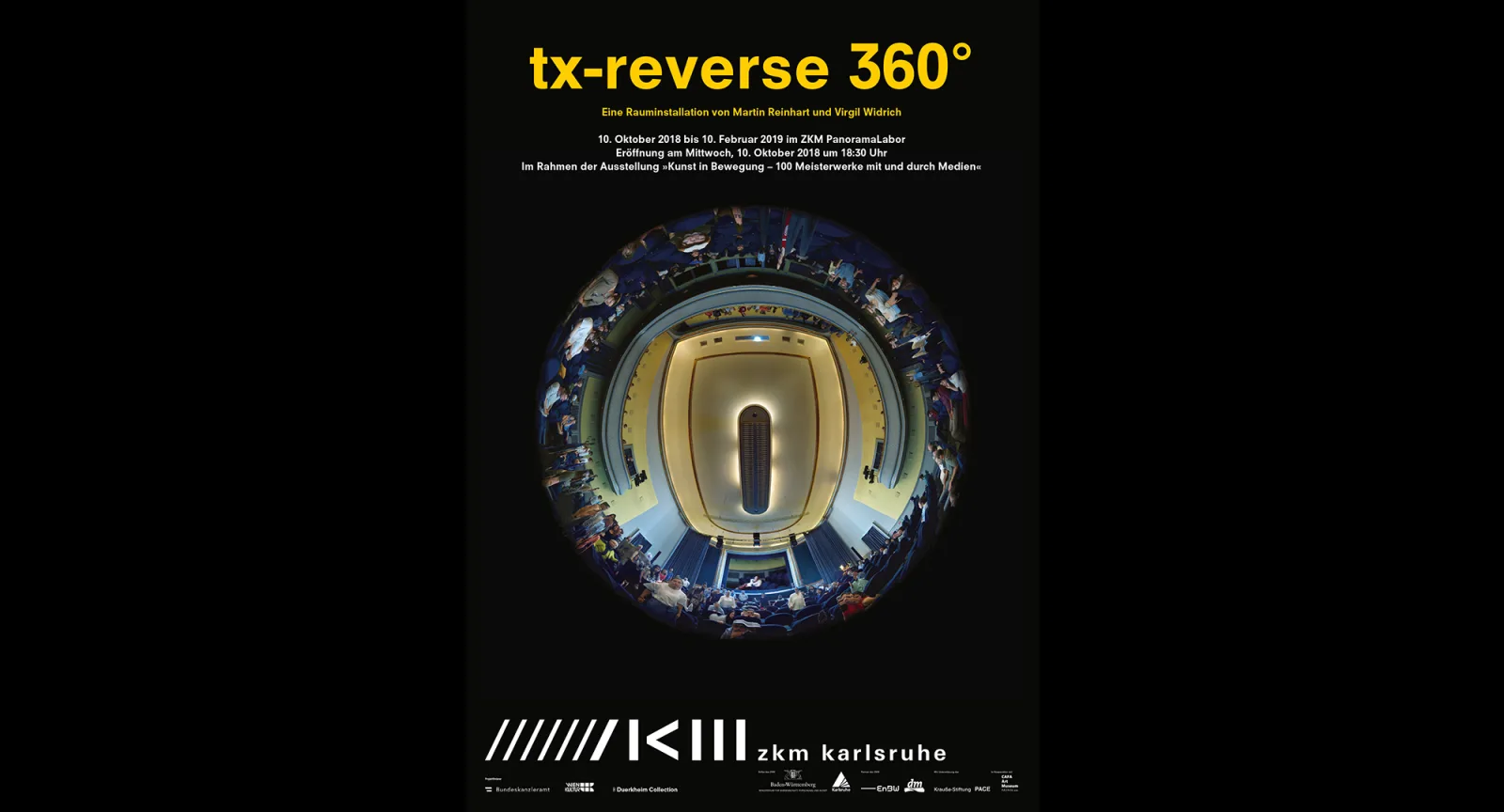 Poster for the installation “tx-reverse 360°” at the PanormaLab of the ZKM | Center for Art and Media Karlsruhe, October 2018